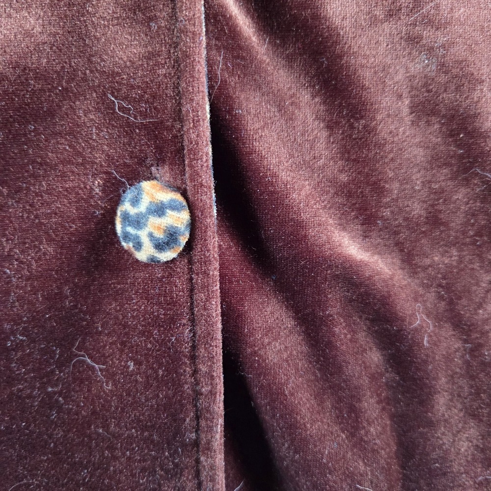 Erin London Velvet Jacket Women Large Brown Leopard Print Trim Button Up - Picture 3 of 8